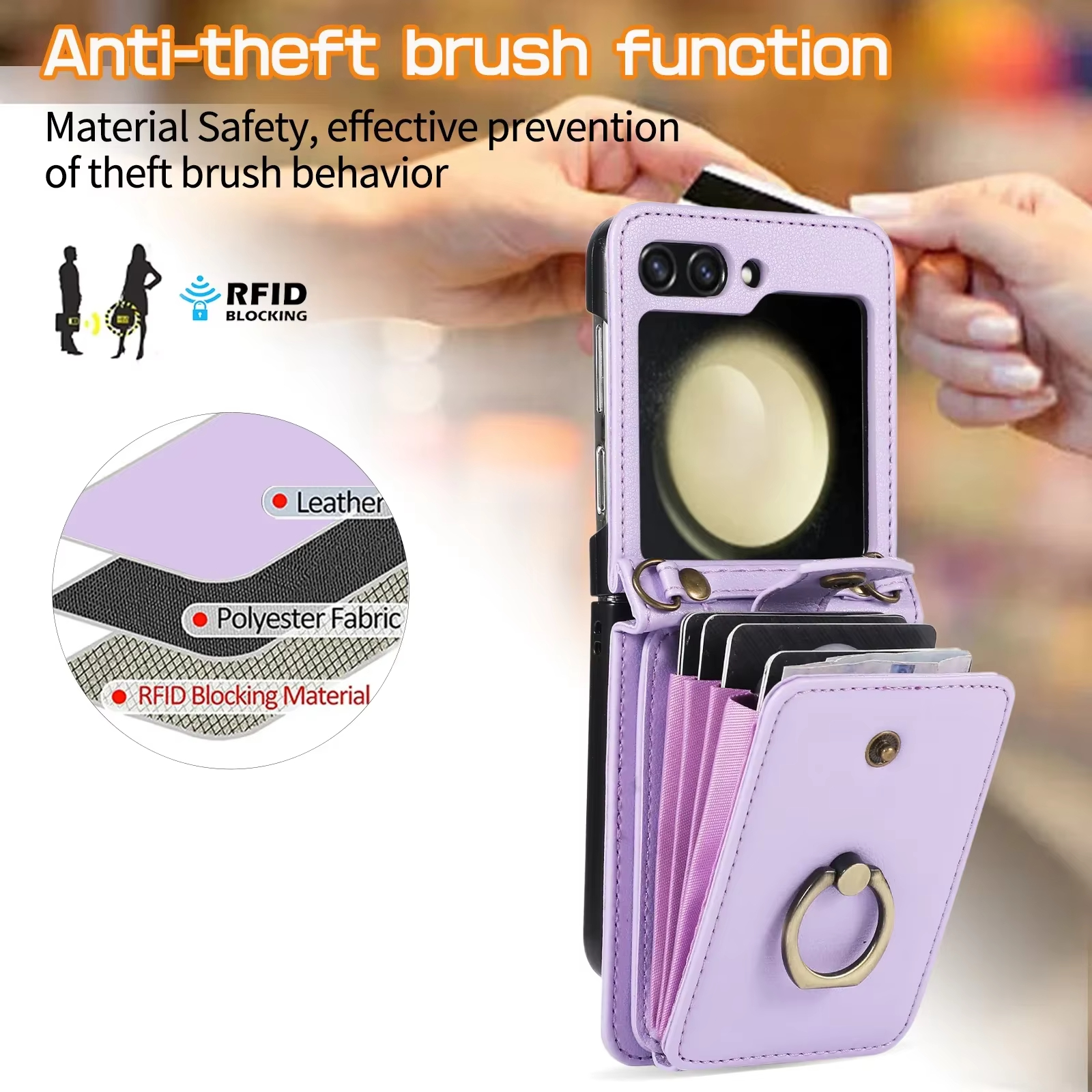 Crossbody Leather Cards Slot Wallet Bag Case For Samsung Galaxy Z Flip 6 5 4 3