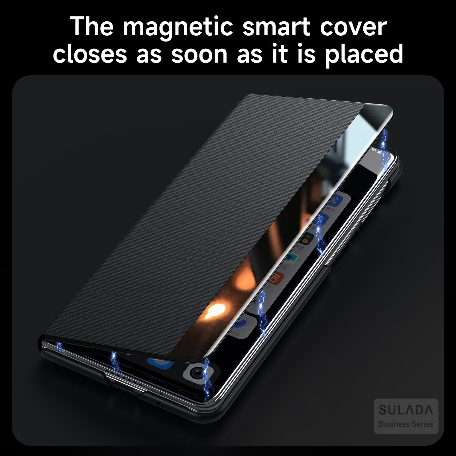 Carbon Fiber Matte Magnetic Phone Case With Card Pocket For Samsung Galaxy Z Fold 4 5 6 