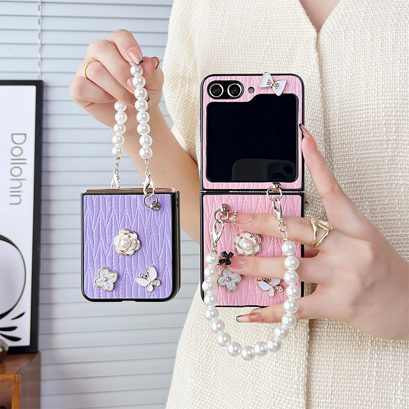 3D Bow-tied Flower Leather Phone Case for Samsung Galaxy Z Flip 5 4 3 