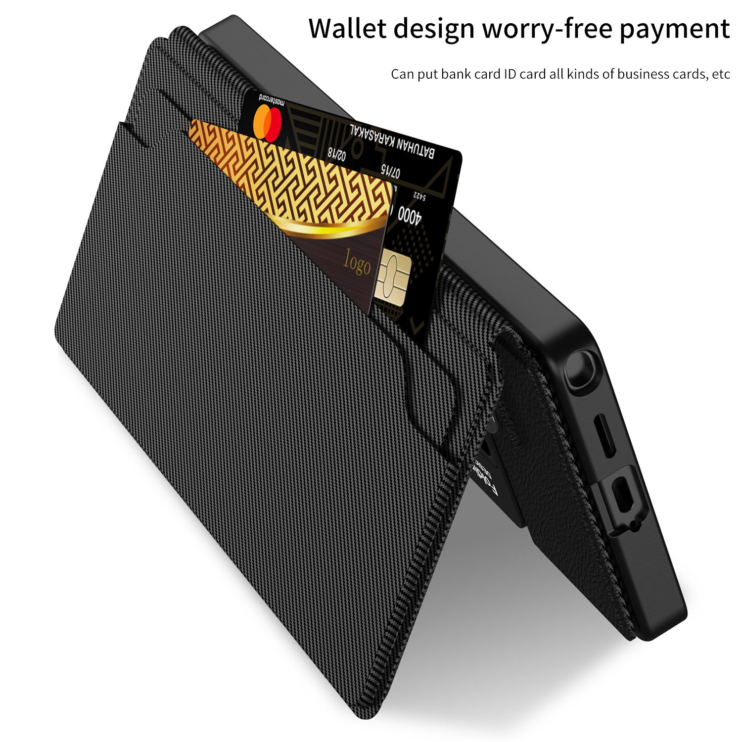 Carbon Fiber Bracket Shockproof Leather Wallet Phone Case For Samsung Galaxy S25/S24/S23 Ultra