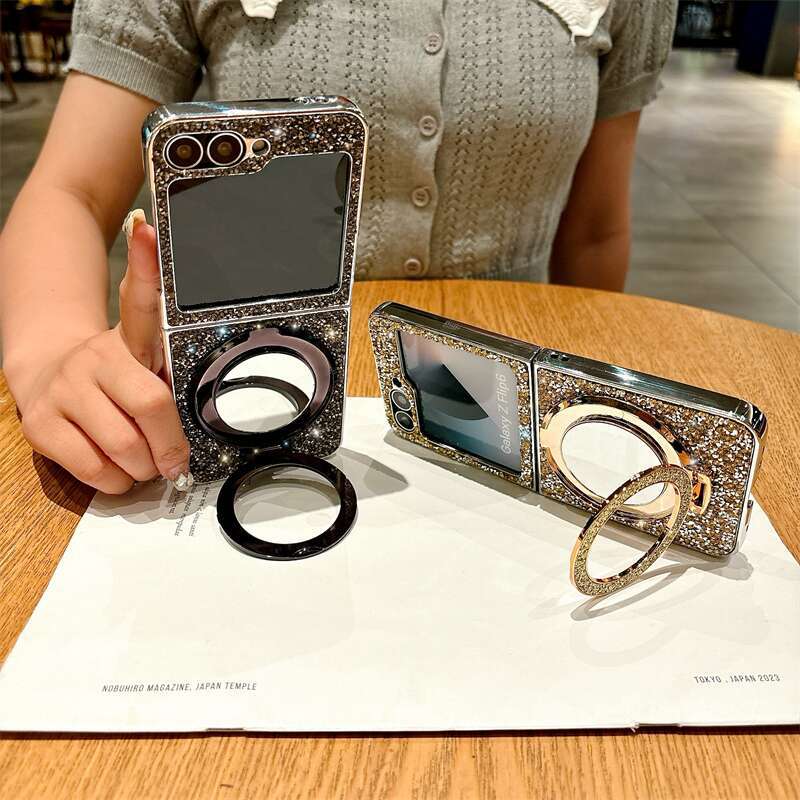 Electroplated Mirror Bracket Phone Case for Samsung Galaxy Z Flip 6 5 4 3 