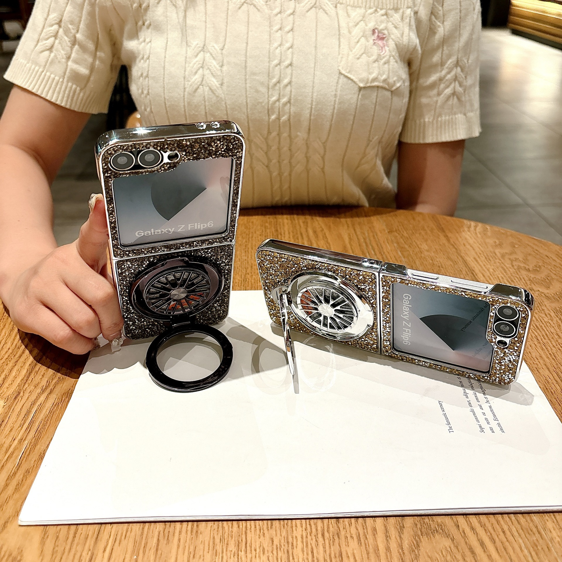Luxury Electroplated Diamond Gyro Holder Phone Case for Samsung Galaxy  Z Flip