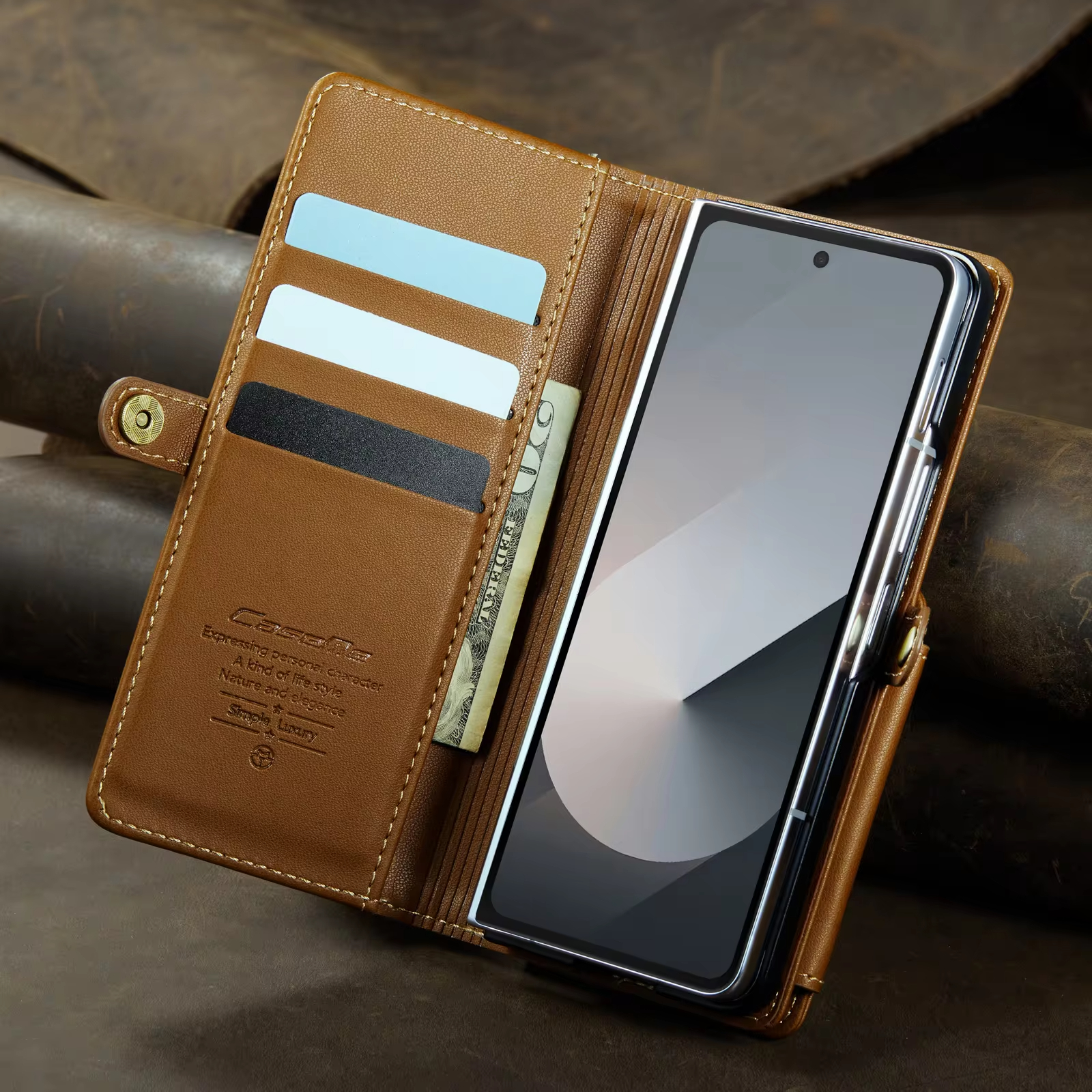 Retro Vintage Luxury Leather Case With Card Slots S-pen Holder For Samsung Galaxy Z Fold Series