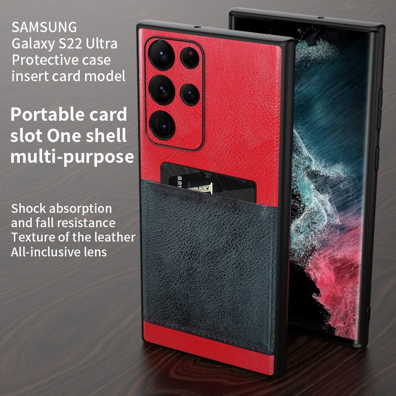 Luxury Leather Shockproof Card Holder Phone Case For Samsung  Galaxy  S22 Series