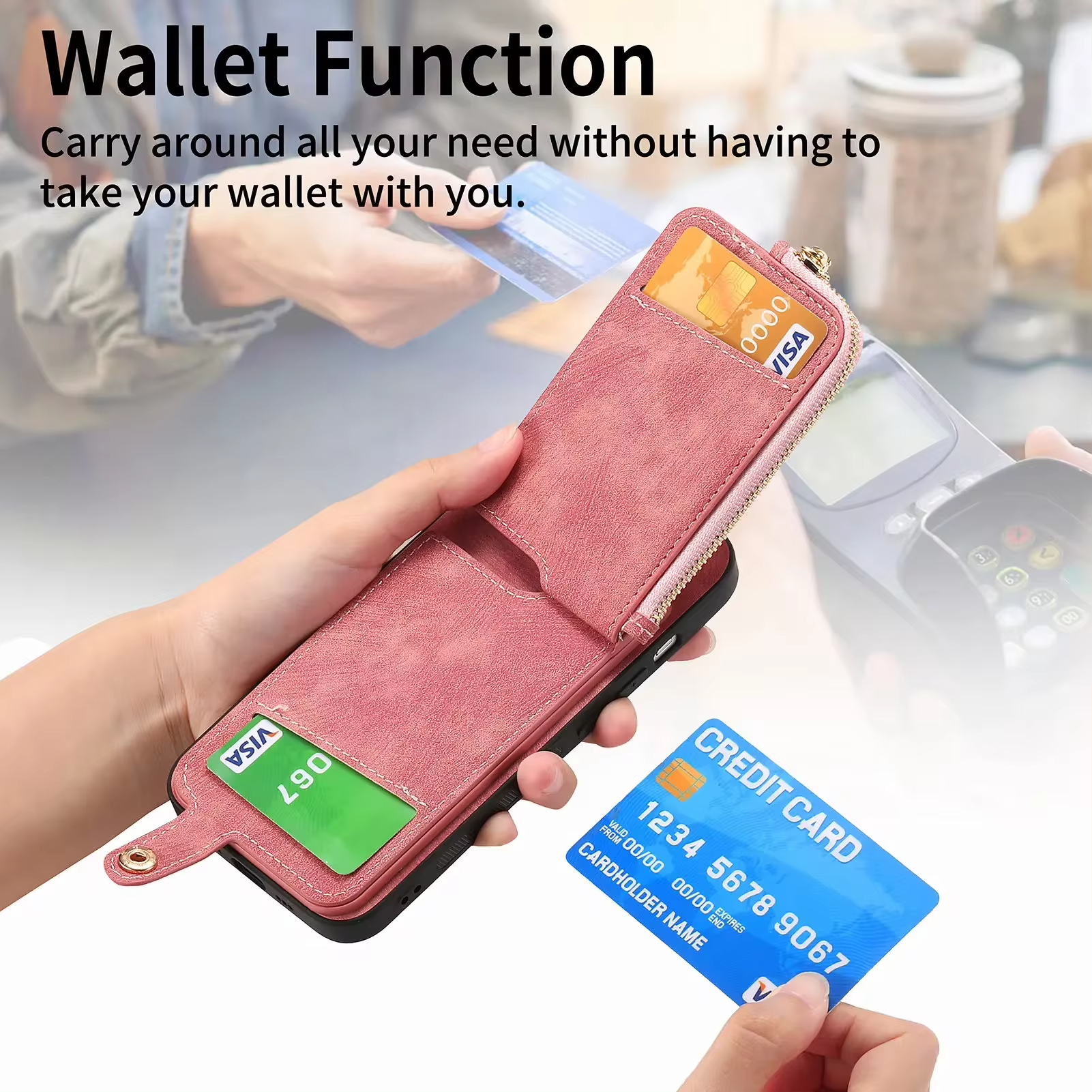 Vintage Zipper Cards Slot Wallet Ring Holder Leather Case for Samsung Galaxy A15 A25 A35 A55