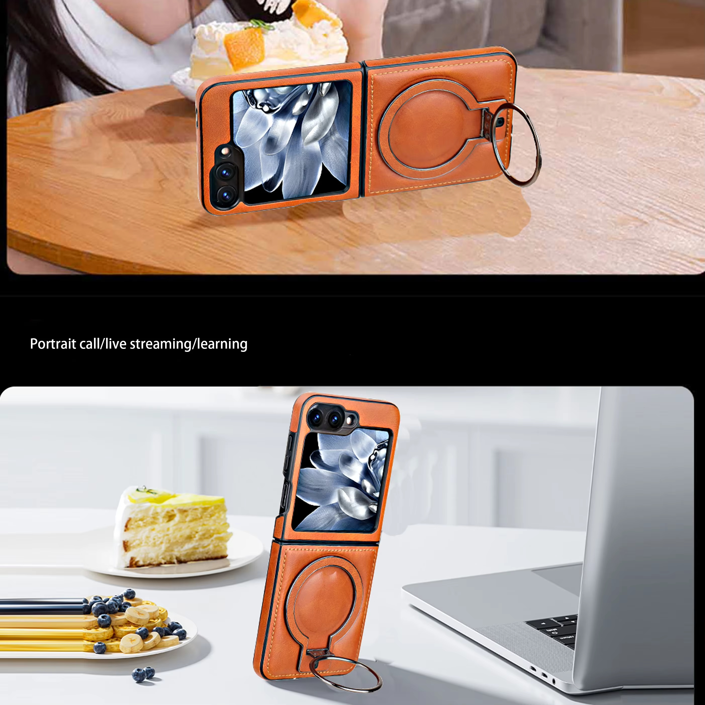 Shockproof Business  Leather Case With Ring Bracket Buckle For Samsung Galaxy Z Flip 6 5 
