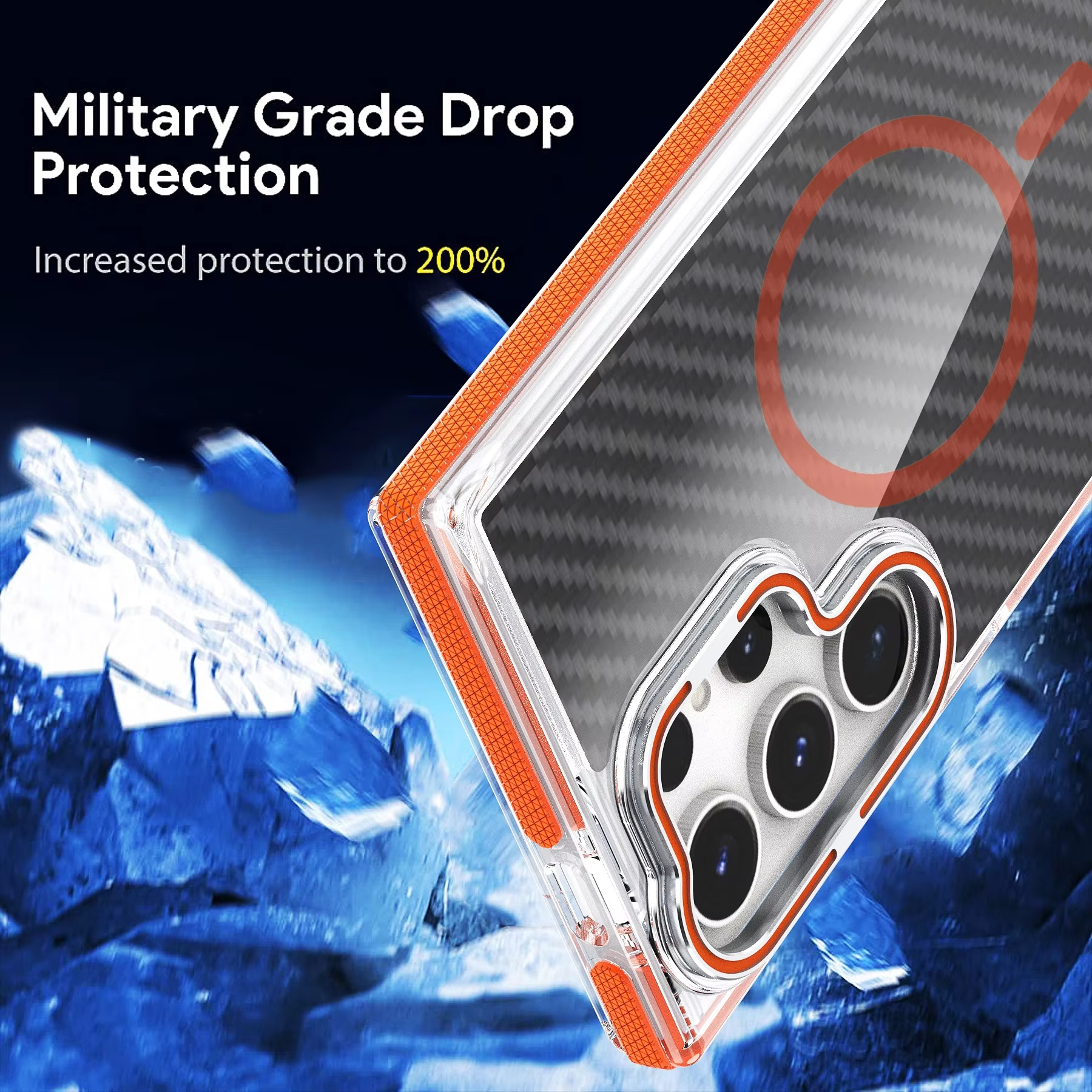 Business Carbon Fiber Magnetic Contrast Color Anti-skid Frame Case for Samsung Galaxy S24 S23  Series