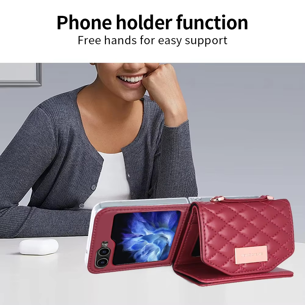 Crossbody Wallet with Card Holder Leather Phone Case for Samsung Galaxy Z Flip 6 5 4 3