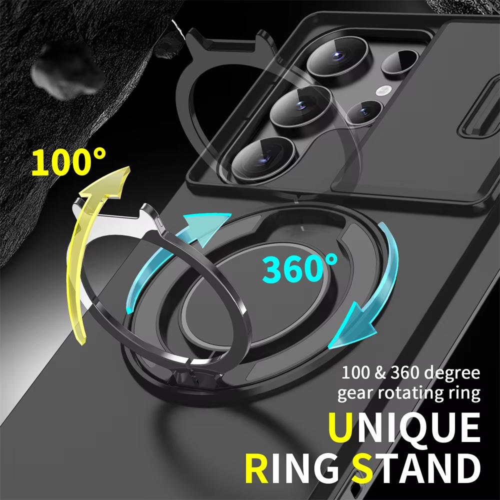 Slide Camera Protection Magnetic Stand Phone Case for Samsung S24 Plus Ultra