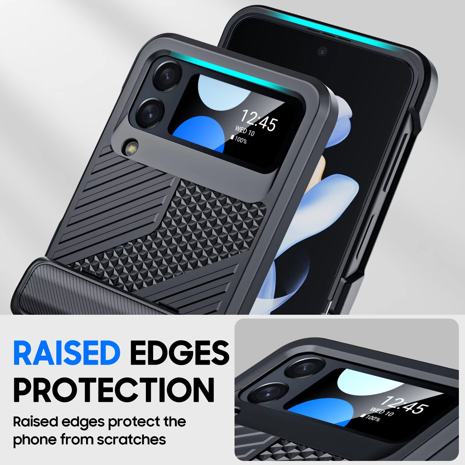 Simple Tire Texture Armor Hinge Protector HD Protective Case For Samsung Galaxy Z Flip4