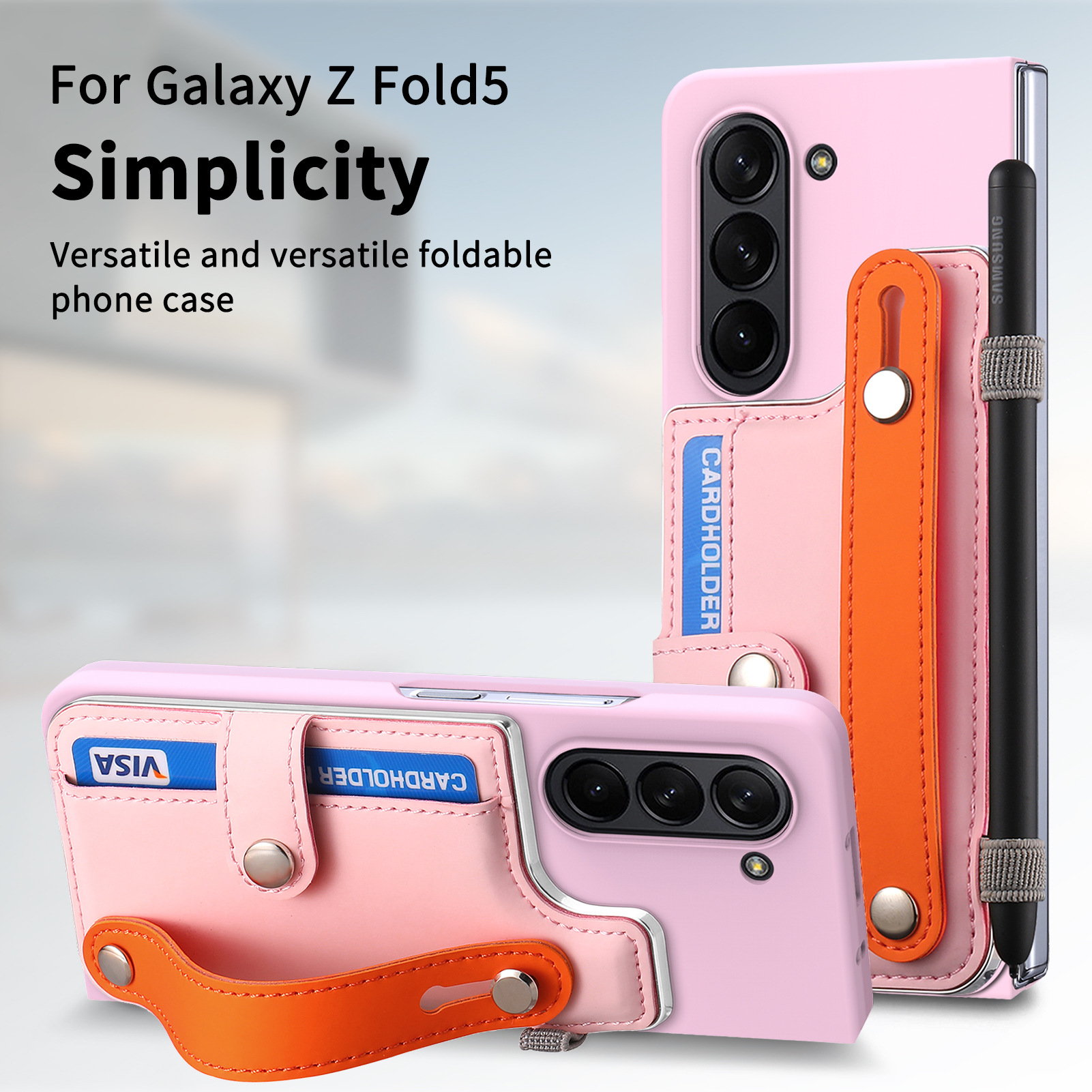 New Arrival Card Slot Wallet Case with Pen Holder & Screen Protector Wrist Strap Cover For Samsung Galaxy Z Fold 6 5 