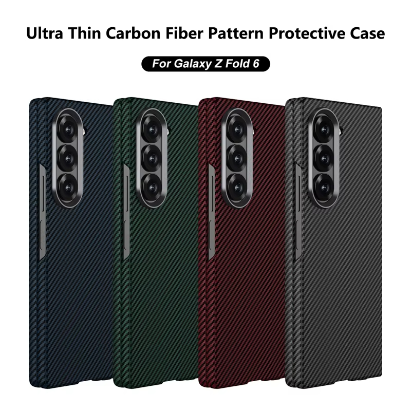 Luxury Carbon Fiber Pattern Shockproof Case For Samsung Galaxy Z Fold 6 With Screen Tempered Glass 