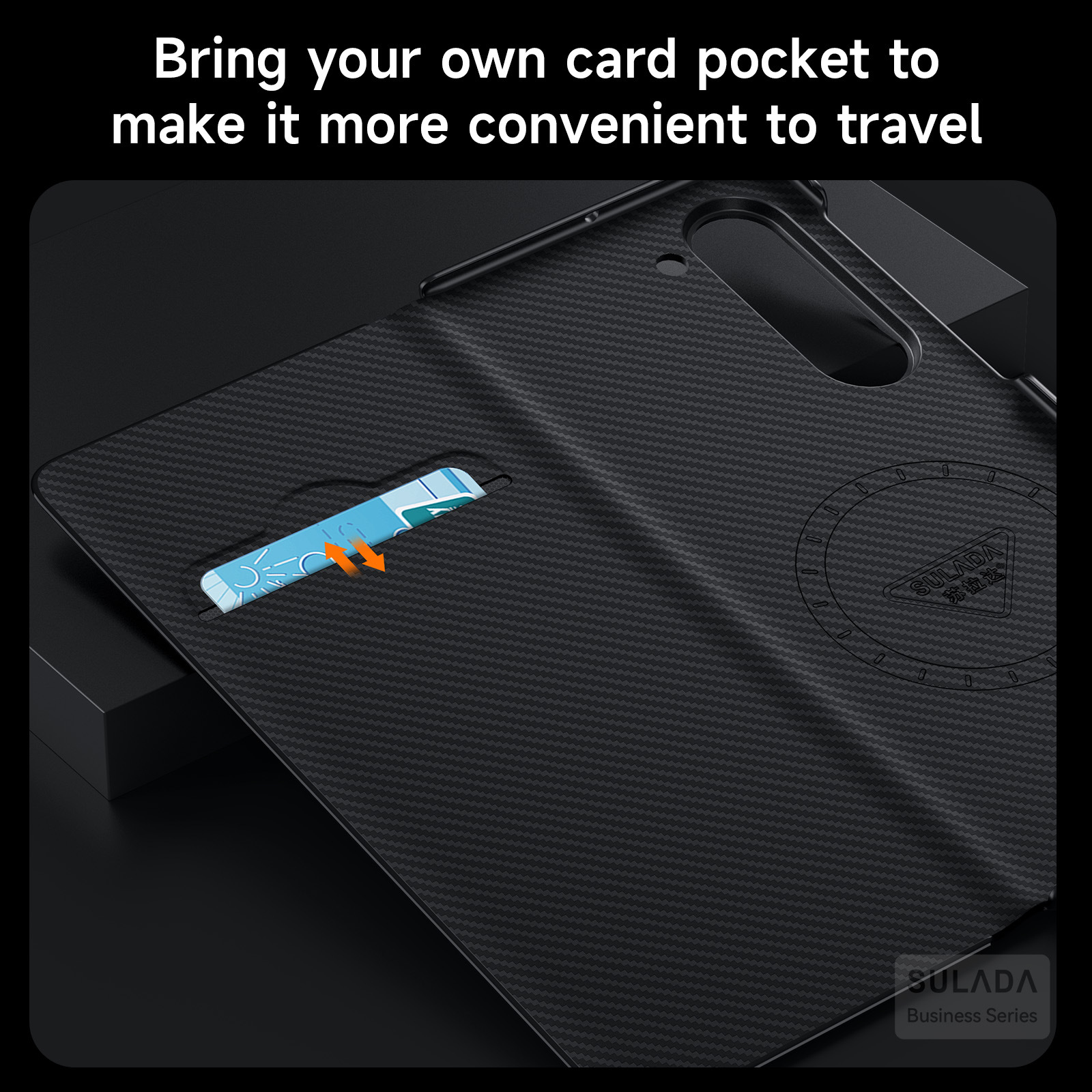 Carbon Fiber Matte Magnetic Phone Case With Card Pocket For Samsung Galaxy Z Fold 4 5 6 