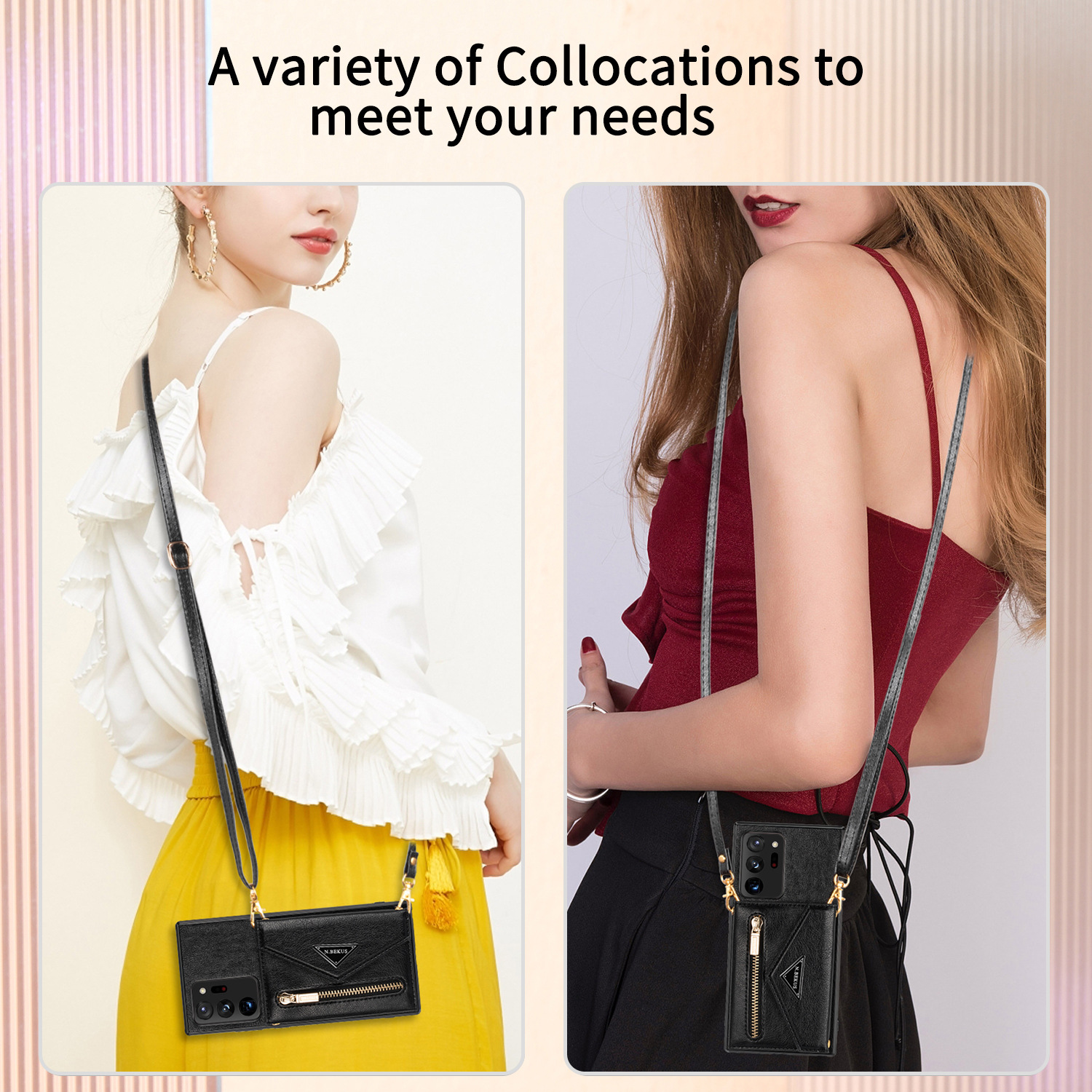 Long Lanyard Zipper Wallet Phone Case For Samsung Galaxy Note20/Note20 Ultra