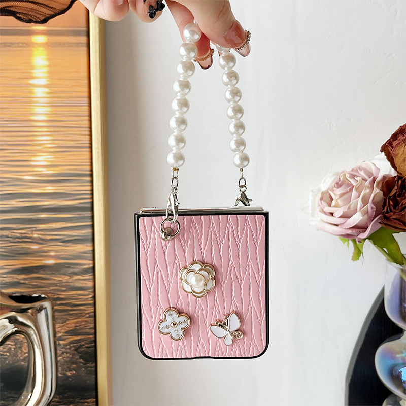 3D Bow-tied Flower Leather Phone Case for Samsung Galaxy Z Flip 5 4 3 
