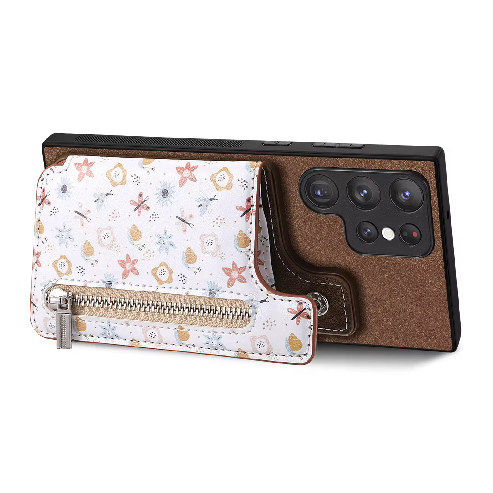 Vintage Zipper Cards Solt Wallet Leather Case for Samsung Galaxy S24 Series