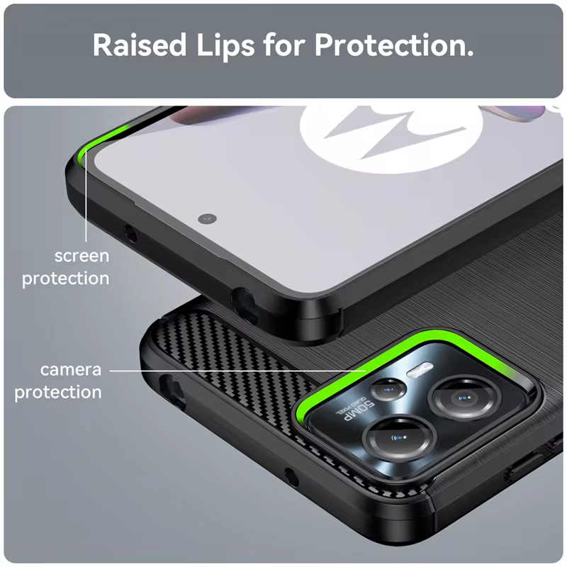2024 Rugged Shield Carbon Fiber Bumper Silicone Shockproof Case For Moto G13/G14