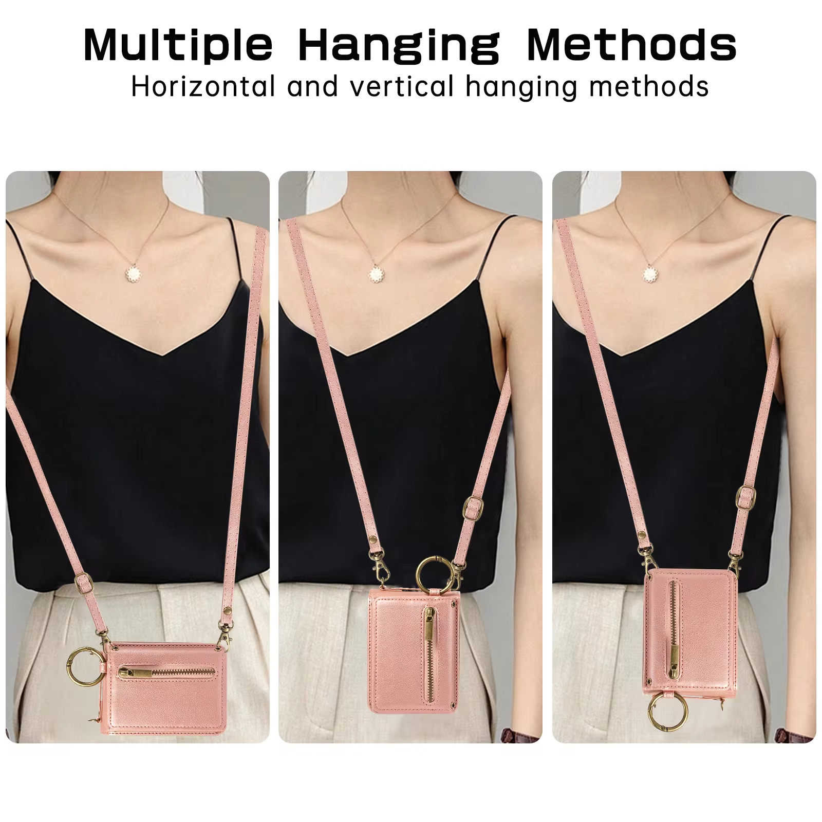 Crossbody Ring Zipper Wallet Phone Case With Card Holder For Samsung Galaxy Z Flip 6 5 4 3