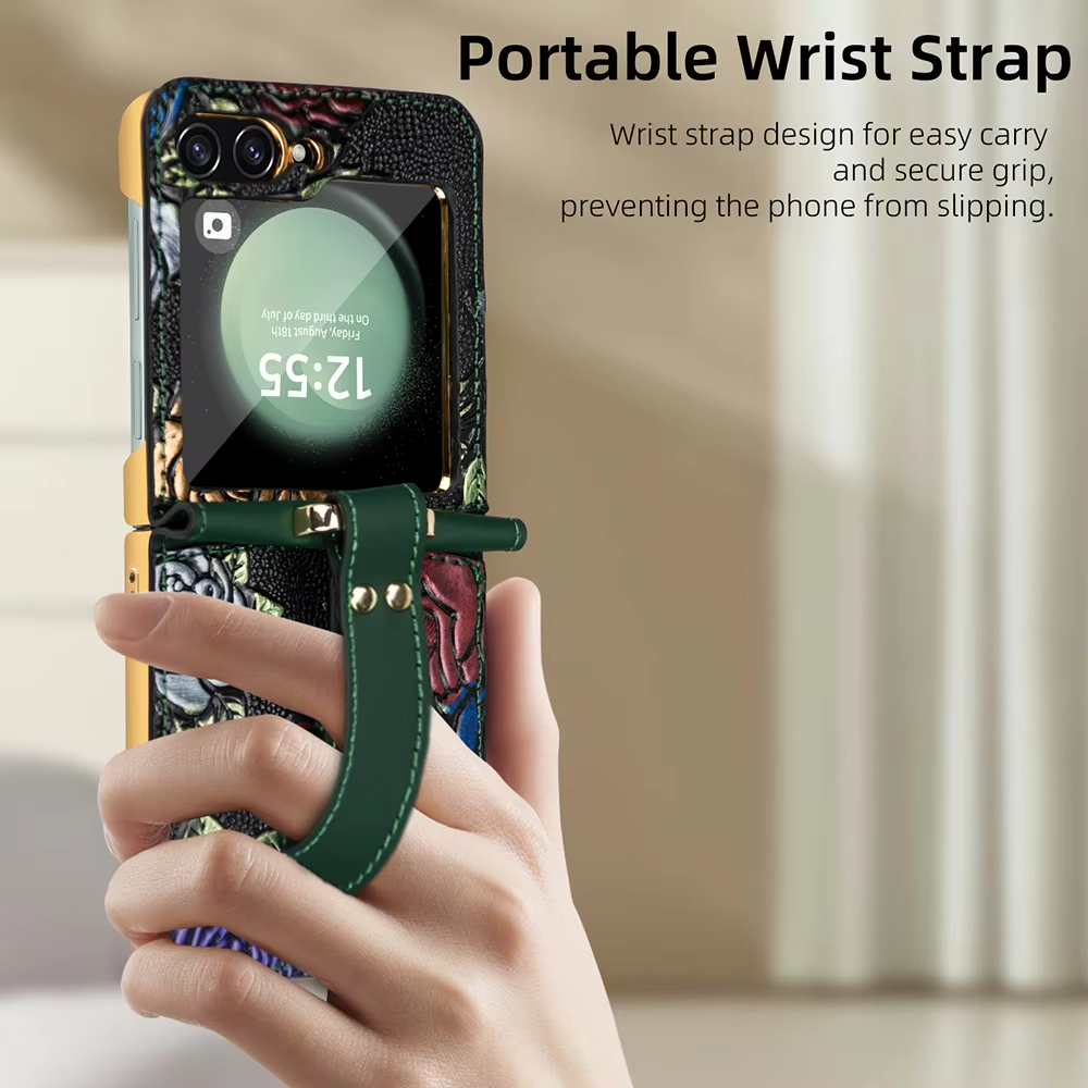 Adjustable Cross Lever Luxury Electroplated Wristband Folding Case for Samsung Galaxy Z Flip5 Flip4 Flip3 