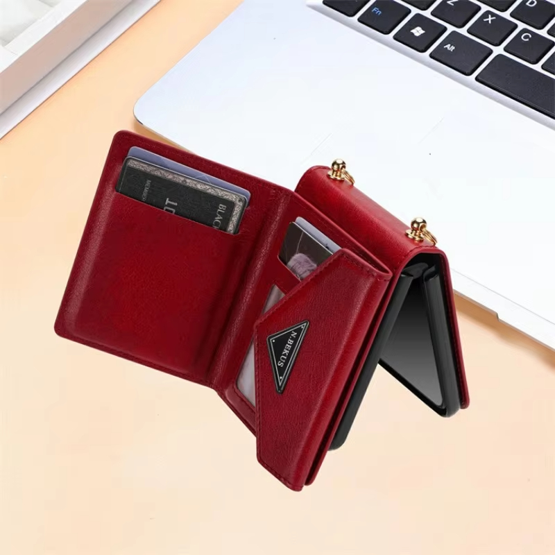 Crossbody Lanyard Leather Phone Case With Wallet Holder for Samsung Galaxy Z Flip 6 5 4 3