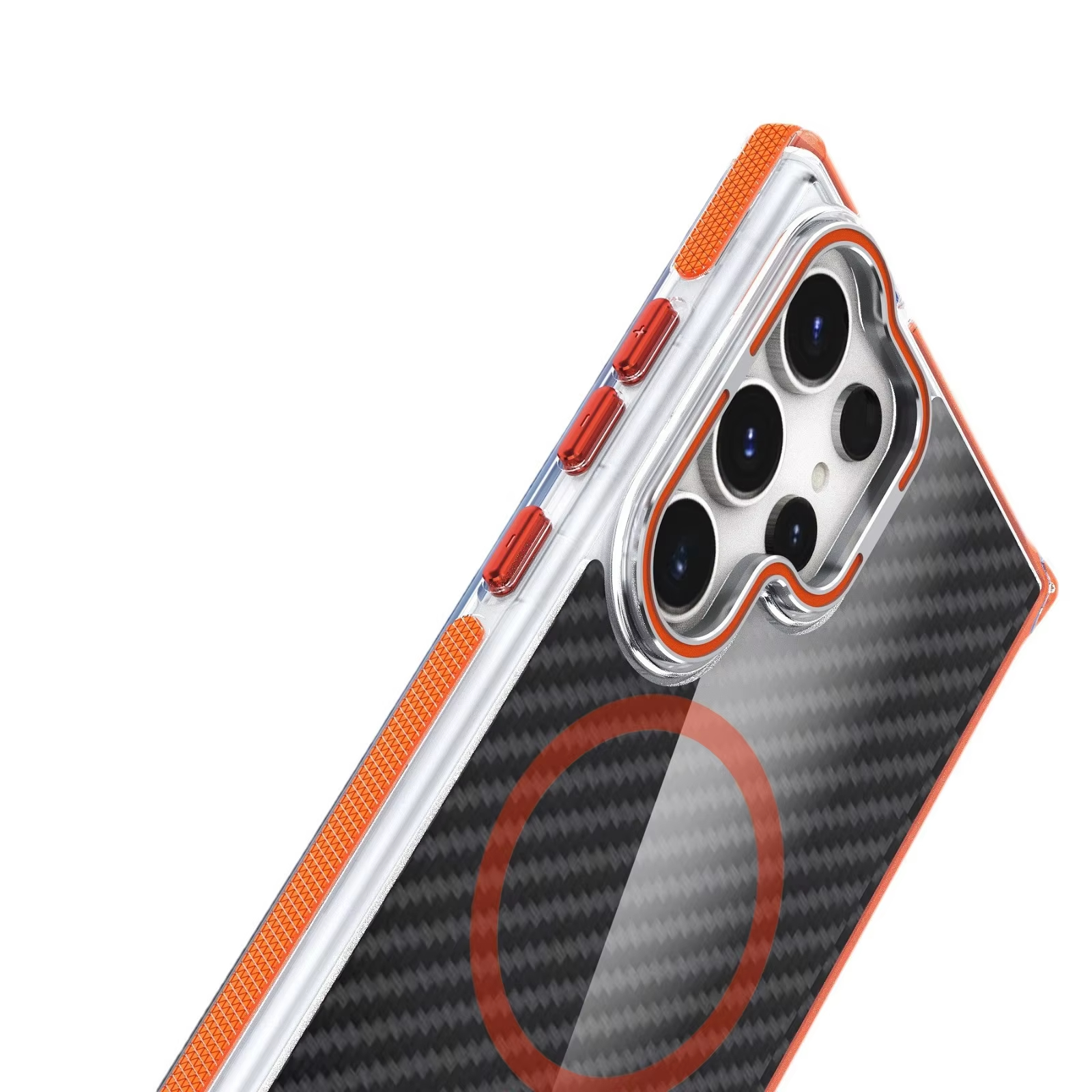 Business Carbon Fiber Magnetic Contrast Color Anti-skid Frame Case for Samsung Galaxy S24 S23  Series