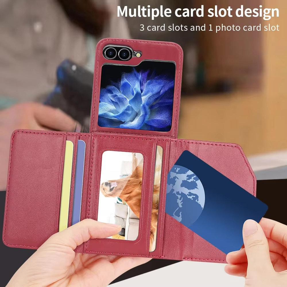 Crossbody Wallet with Card Holder Leather Phone Case for Samsung Galaxy Z Flip 6 5 4 3