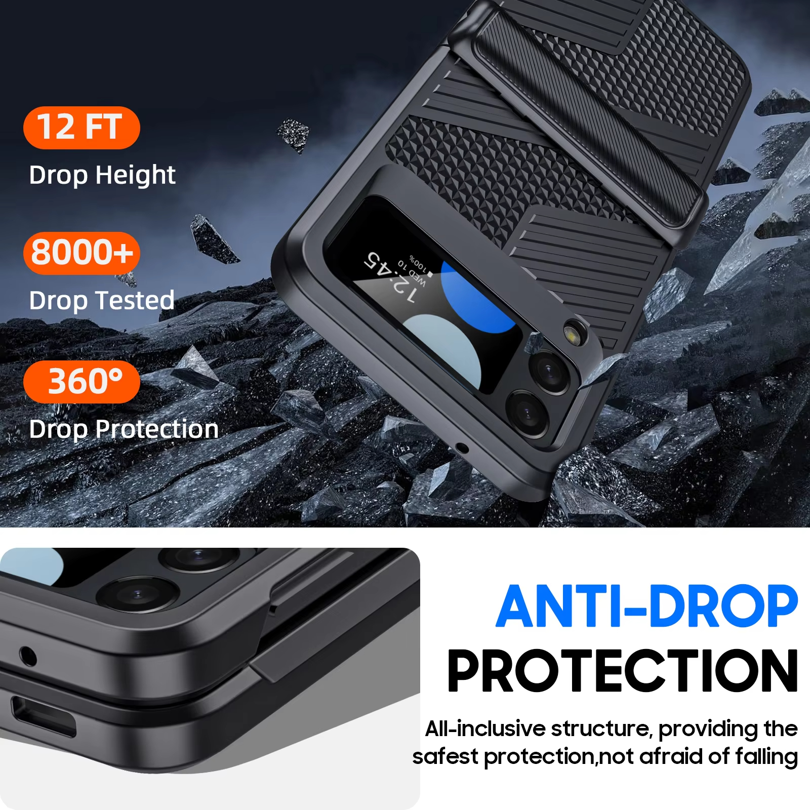 Simple Tire Texture Armor Hinge Protector HD Protective Case For Samsung Galaxy Z Flip4