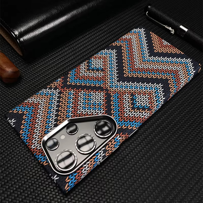 Metal Lens Carbon Fiber Texture Magnetic Case For Samsung Galaxy S24 Ultra