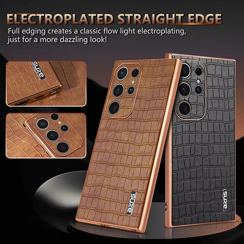 Crocodile Pattern PU Leather Skin Phone Case For Samsung Galaxy S22 S23 S24 Series
