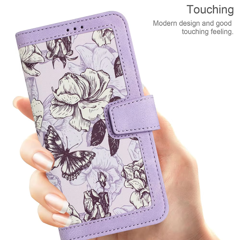 Luxury Flower Pattern Magnetic Clasp Flip Leather Case for Galaxy S24 S23 S22 S21