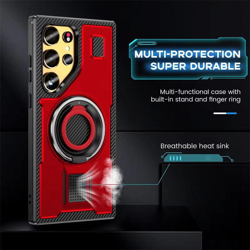 Shockproof Armor Ring Stand Metal Bracket Case for Samsung Galaxy S24 Ultra Plus