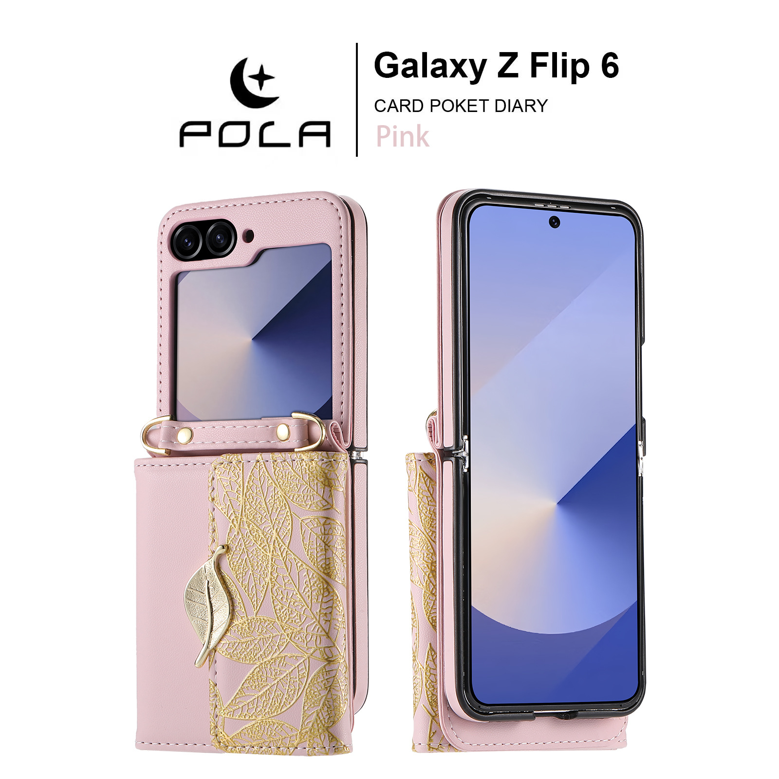 New Crossbody Luxury Leather Leaf Style Multi-card Holder Case For Samsung Galaxy Z Flip6