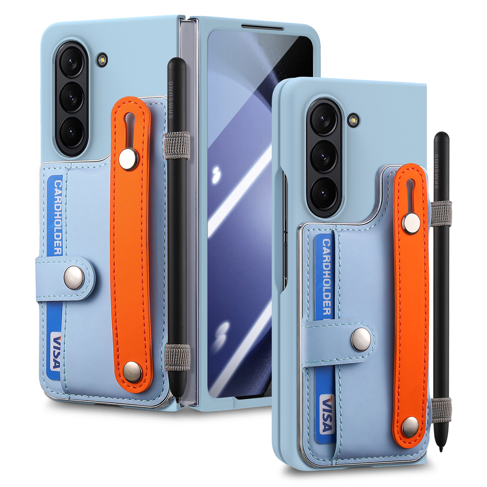 New Arrival Card Slot Wallet Case with Pen Holder & Screen Protector Wrist Strap Cover For Samsung Galaxy Z Fold 6 5 