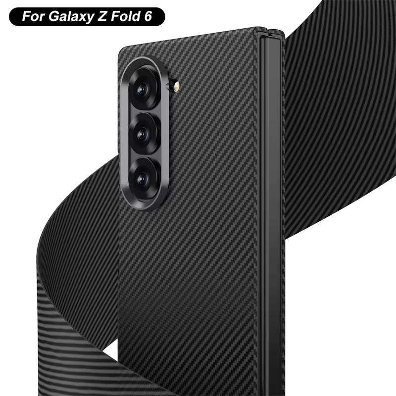 Luxury Carbon Fiber Pattern Shockproof Case For Samsung Galaxy Z Fold 6 With Screen Tempered Glass 