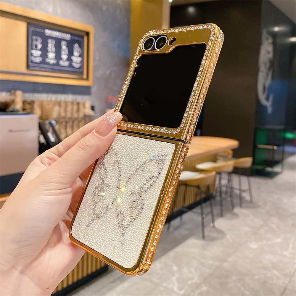 Cute Luxury Butterfly Love Heart Bowknot Bear Cat Rhinestone Plating Artificial Leather Phone Case For Samsung Z Flip 