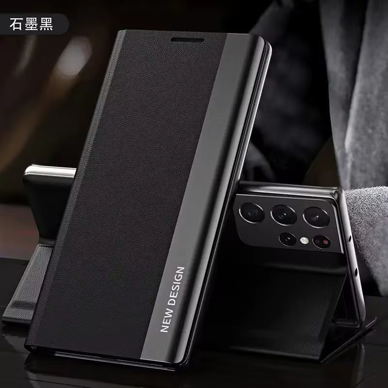 2024 The 4th Generation Side Window Magnetic Plating Bracket Flip Phone Case For Samsung Galaxy S24 Ultra