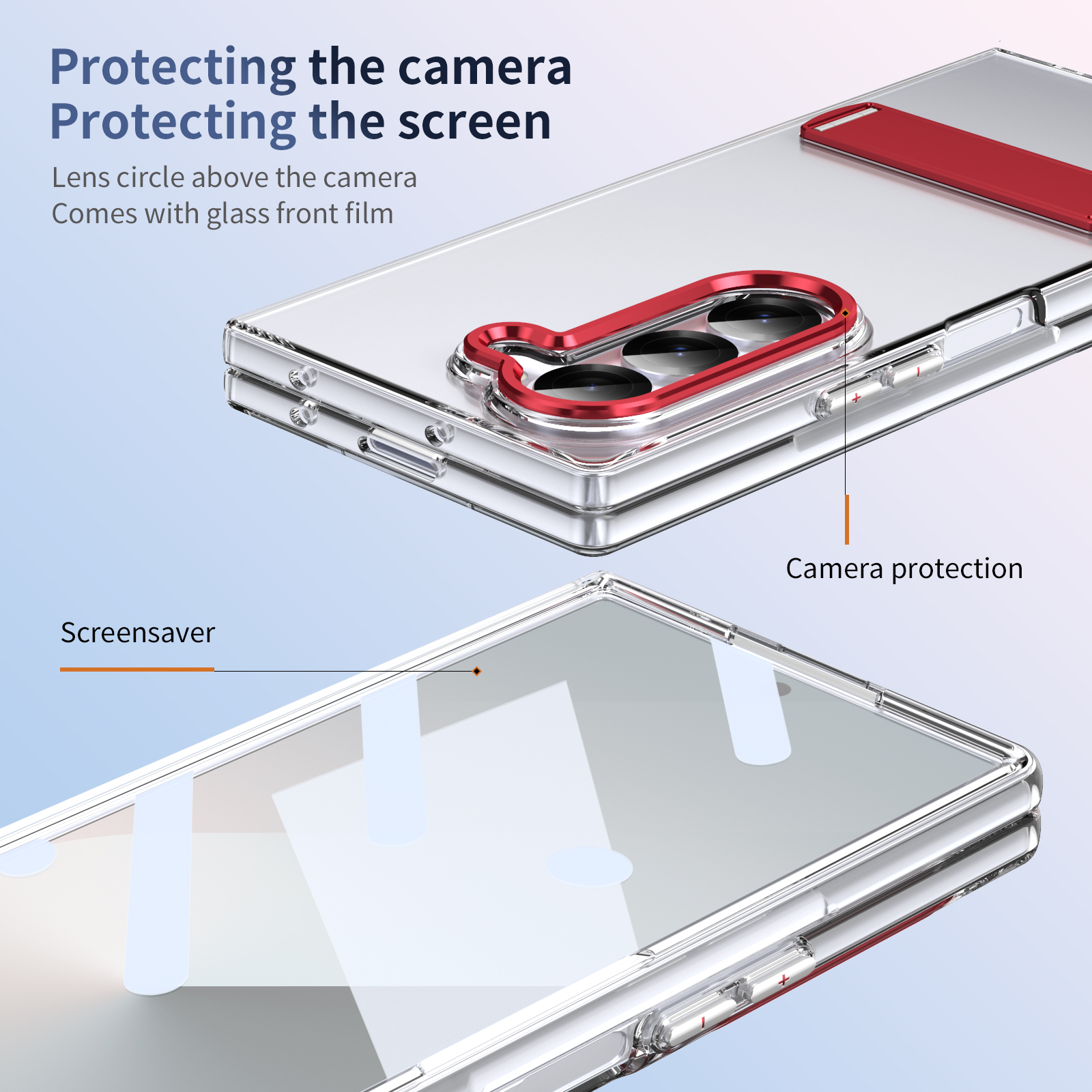 Transparent Anti Fall Case with Holder, Fits Samsung Galaxy Z Fold 6, 5, 4, 3