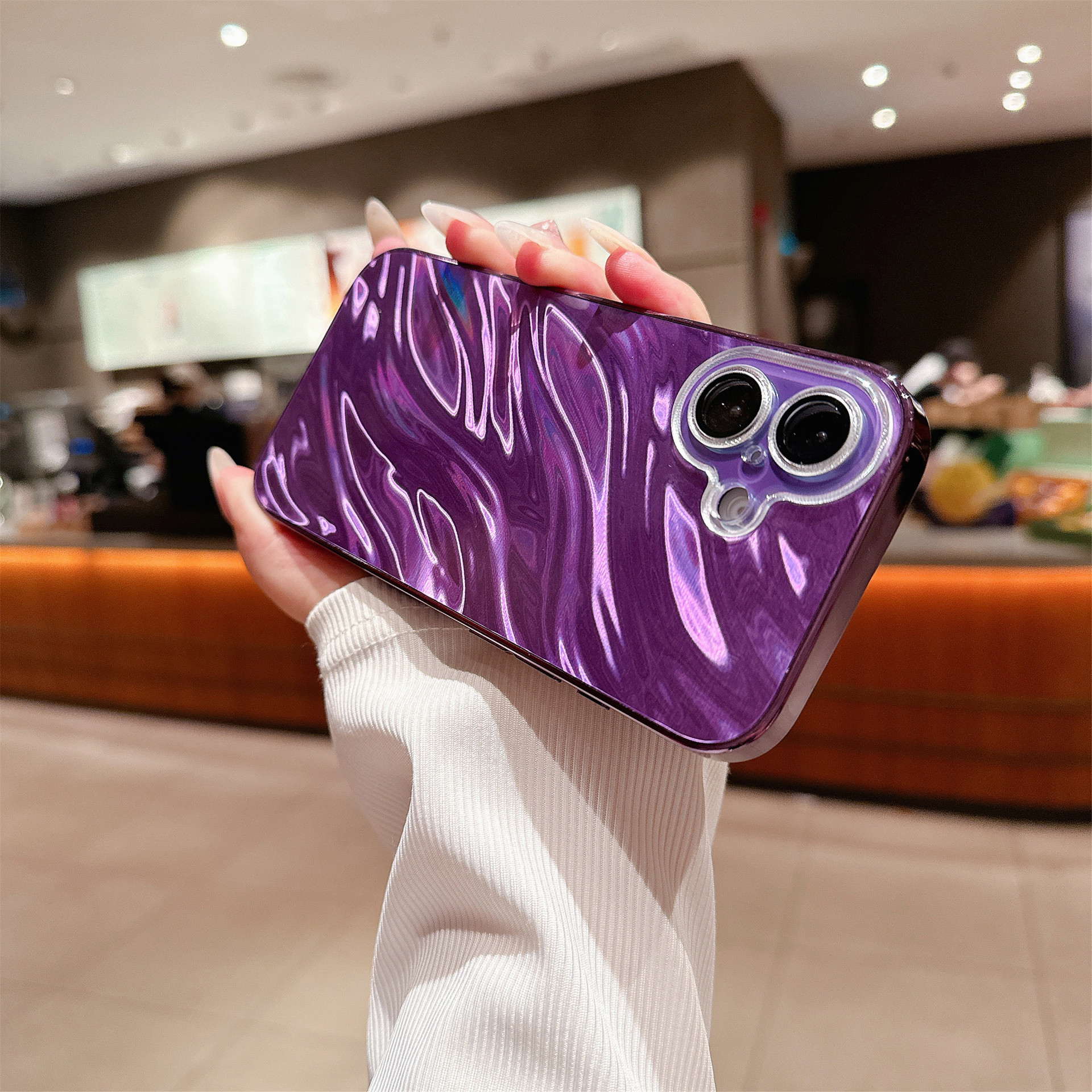 Luxury Electroplated 3D Water Ripple Laser Phone Case For iPhone 16 15 14 13 12 11 Series