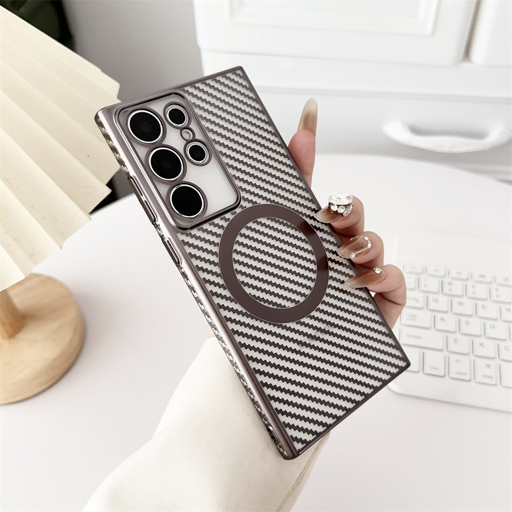 Translucent Carbon Fiber Magnetic Wireless Charging Case for Samsung Galaxy S24/S23/S22 Ultra