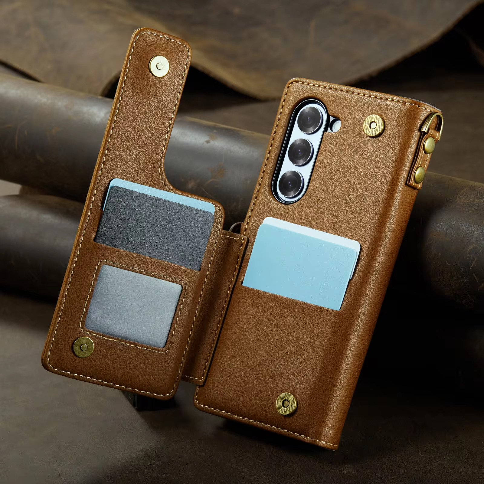 Retro Vintage Luxury Leather Case With Card Slots S-pen Holder For Samsung Galaxy Z Fold Series