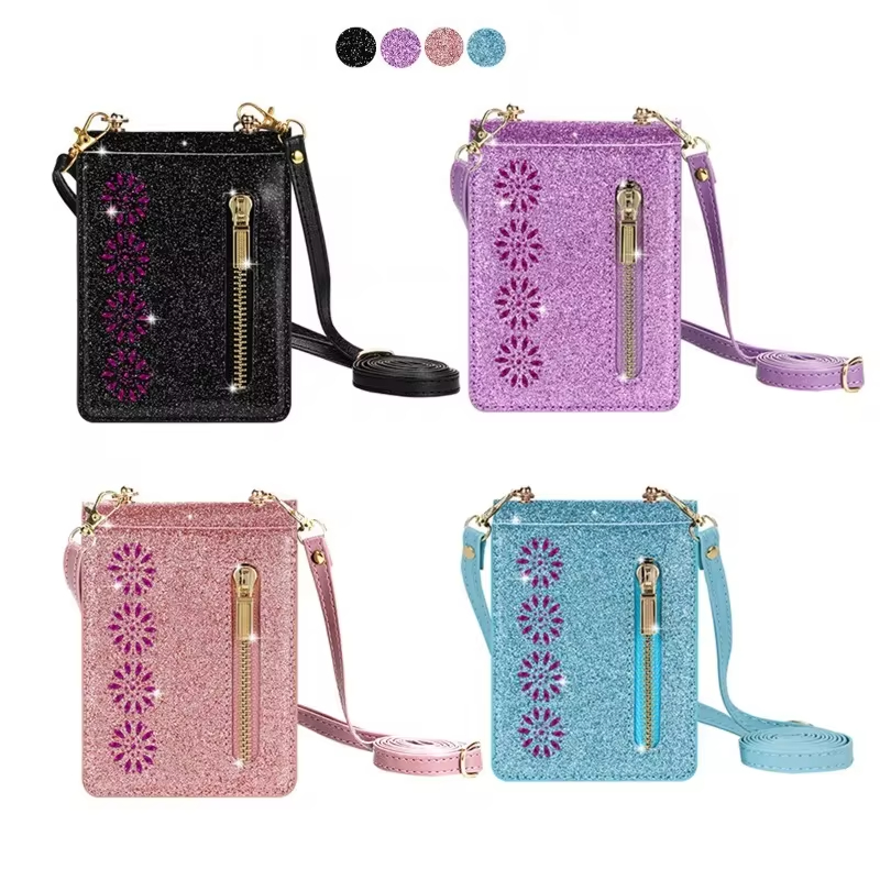 Crossbody Glitter Zipper Wallet Phone Case for Samsung Galaxy Z Flip 6 5 4 3
