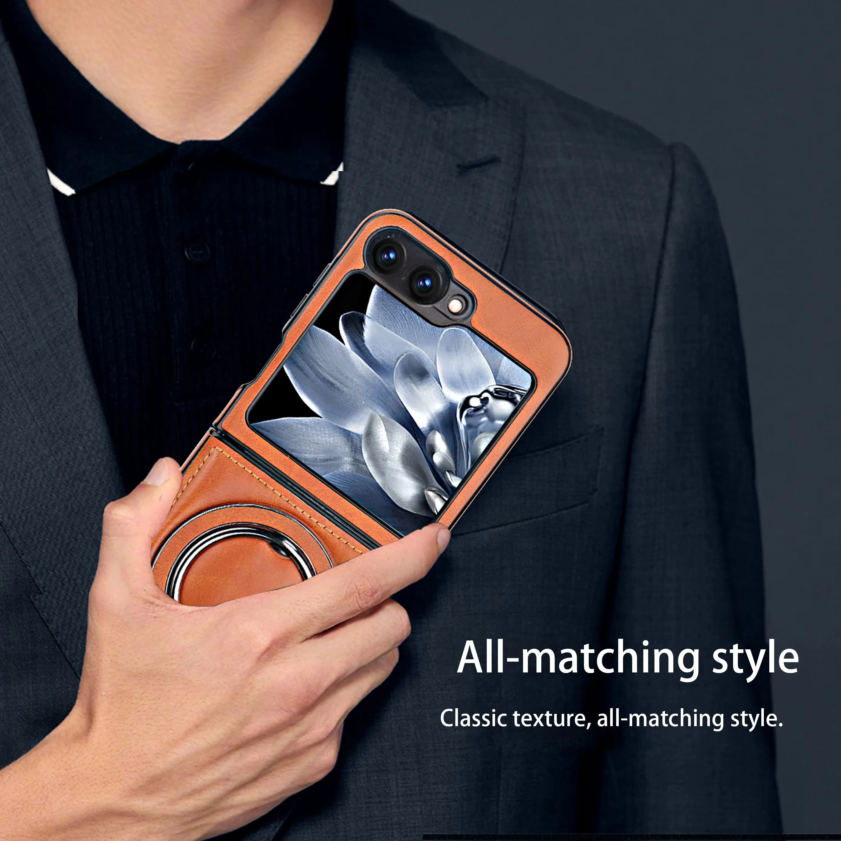 Shockproof Business  Leather Case With Ring Bracket Buckle For Samsung Galaxy Z Flip 6 5 