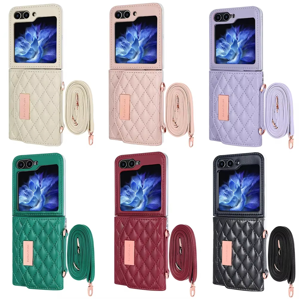 Crossbody Wallet with Card Holder Leather Phone Case for Samsung Galaxy Z Flip 6 5 4 3