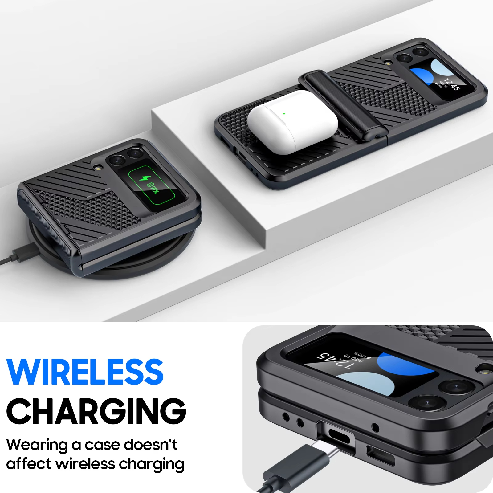 Simple Tire Texture Armor Hinge Protector HD Protective Case For Samsung Galaxy Z Flip4