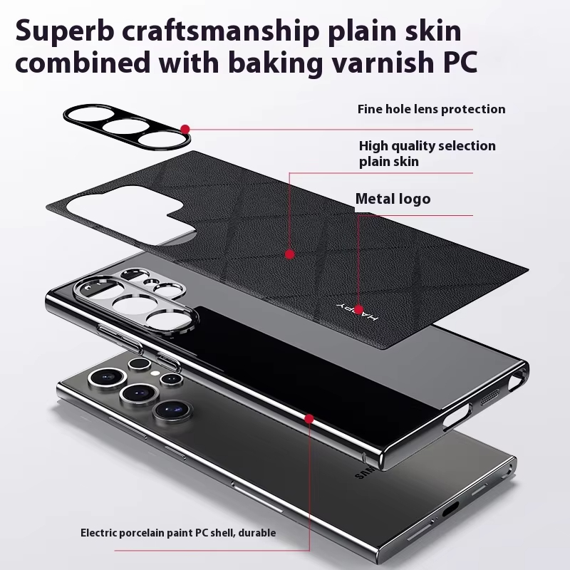 Luxury Plating Genuine Leather Ultra-thin Phone Case For Samsung Galaxy S24 Ultra Plus 