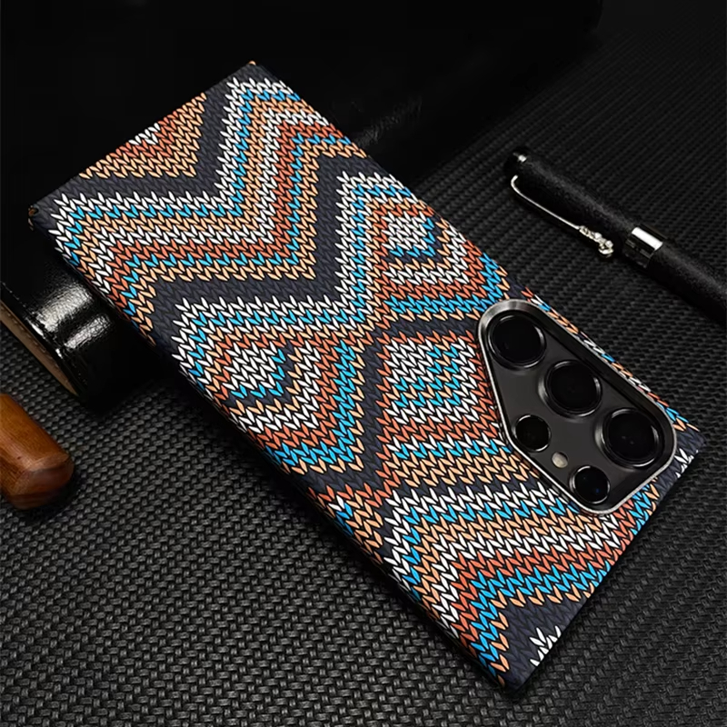Metal Lens Carbon Fiber Texture Magnetic Case For Samsung Galaxy S24 Ultra
