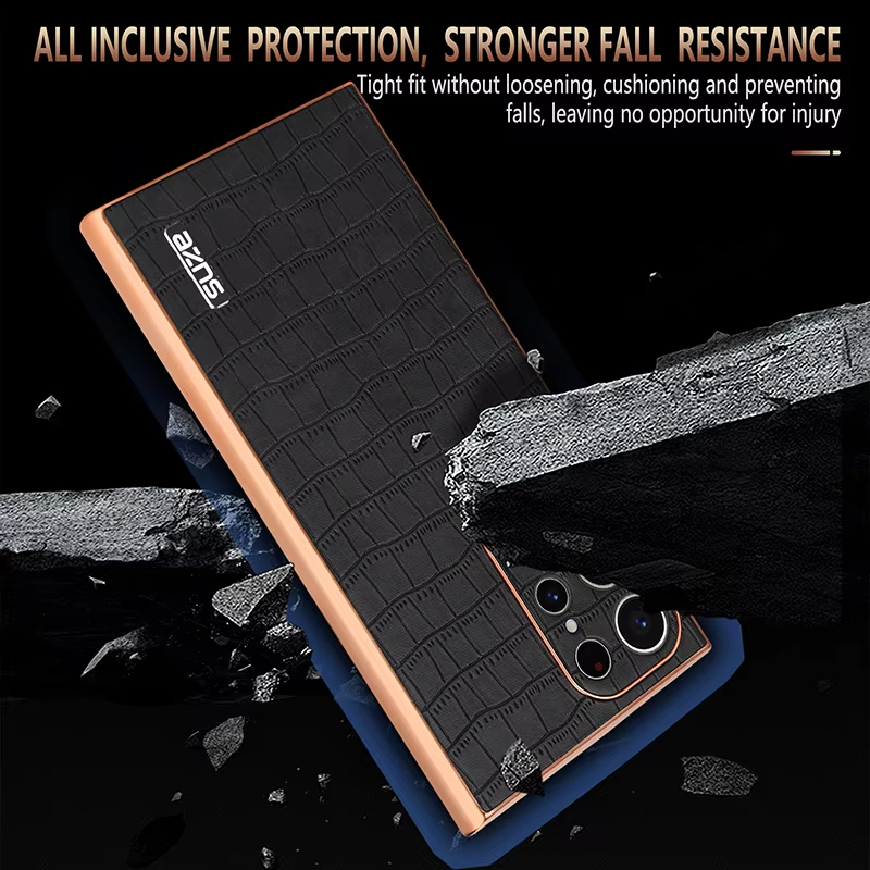 Crocodile Pattern PU Leather Skin Phone Case For Samsung Galaxy S22 S23 S24 Series