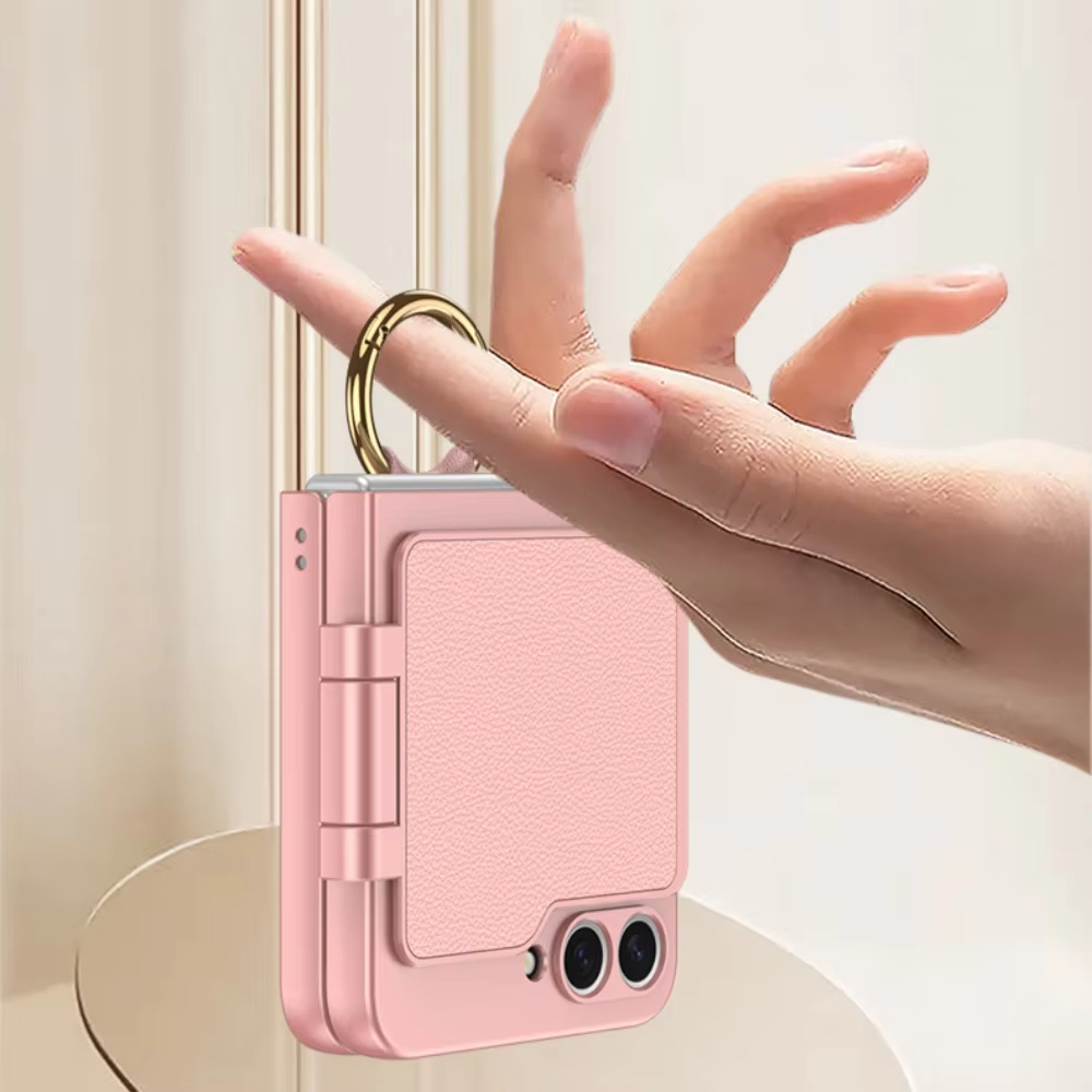 Ring Holder Phone Case With Back Screen Protective Mirror For Samsung Galaxy Z Flip 6/5