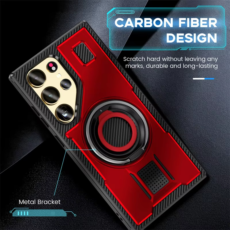 Shockproof Armor Ring Stand Metal Bracket Case for Samsung Galaxy S24 Ultra Plus