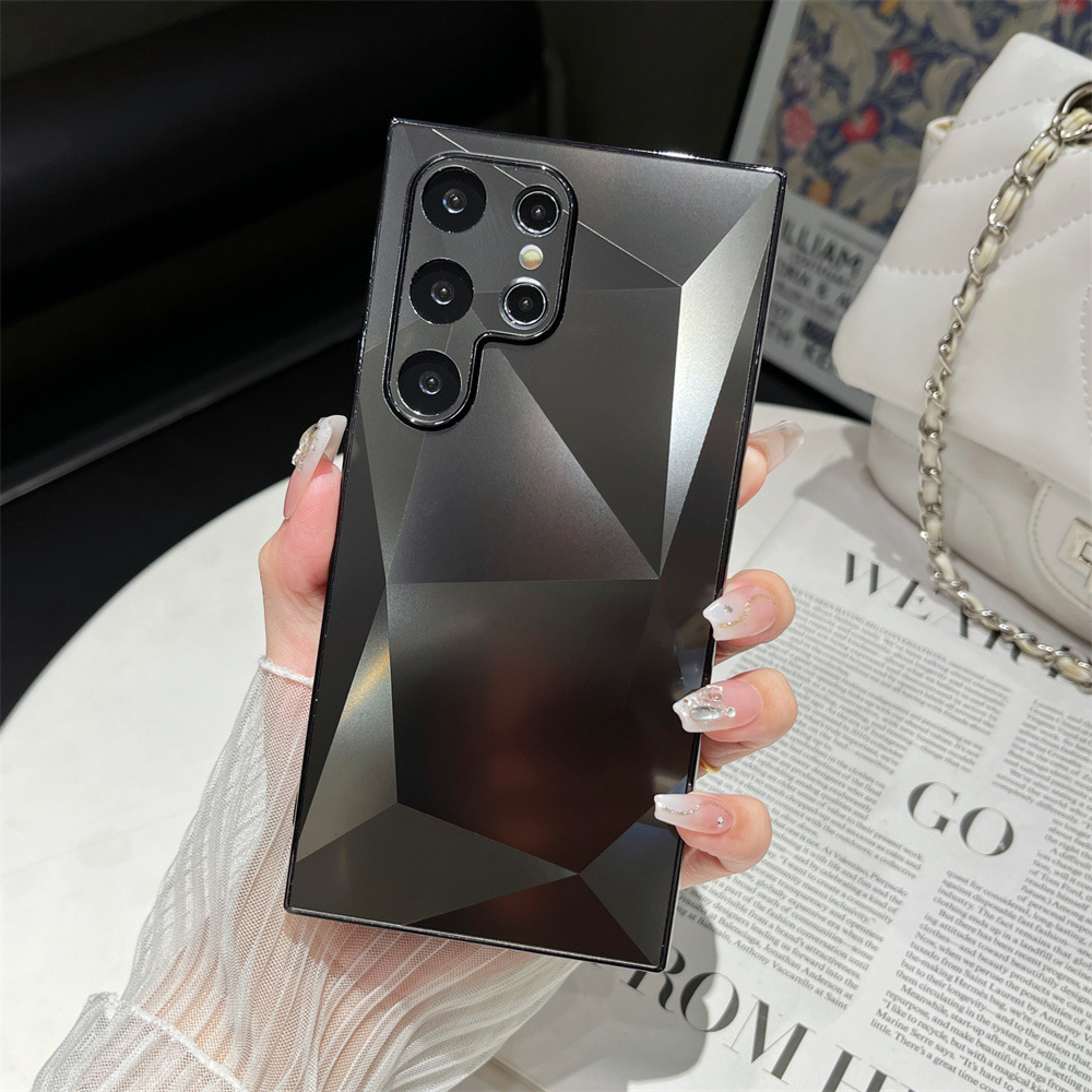 Luxury Plating 3D Diamond Pattern Matte Skin Touch Case for Samsung Galaxy S24 S23 S22